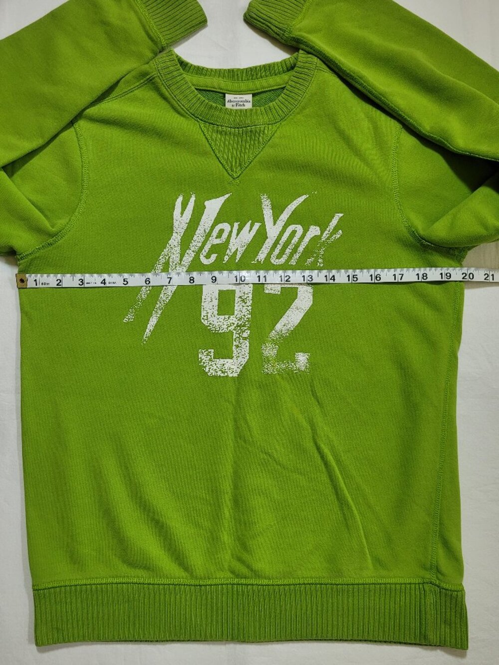 Abercrombie & Fitch Lime Green New York 92 Graphic Sweatshirt Medium Streetwear - Picture 6 of 9